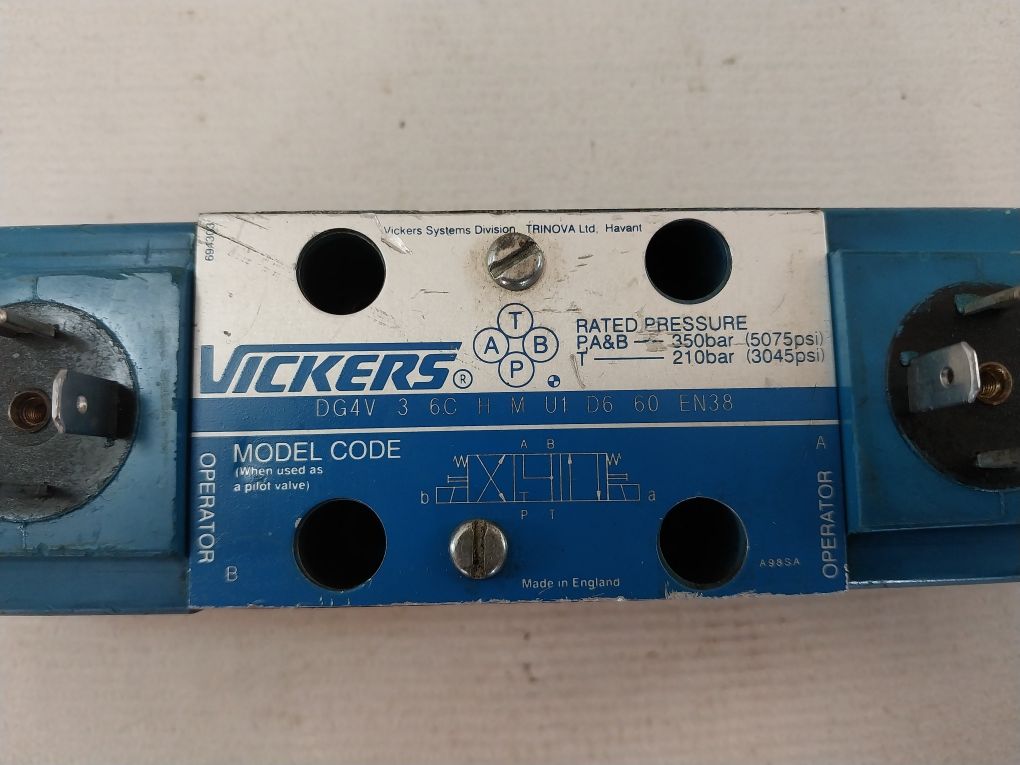 Vickers Dg4V 3 6C H M U1 D6 60 En38 Solenoid Directional Control Valve