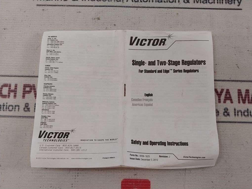 Victor Sr 450D Pressure Regulator 3000 Psig