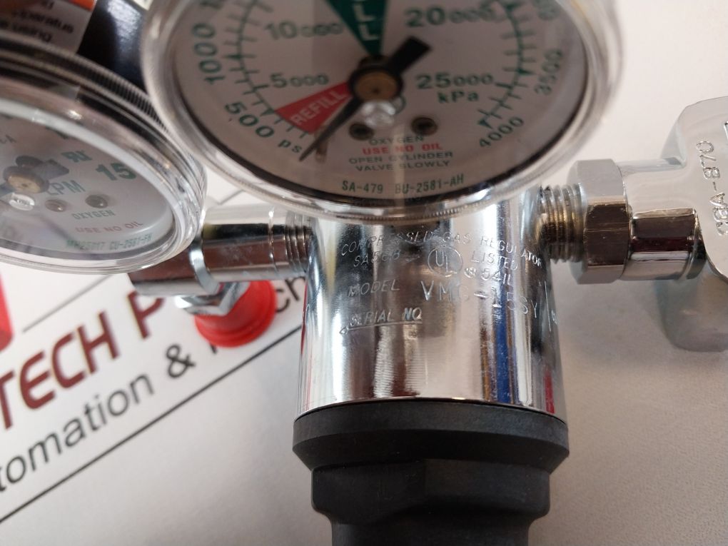 Victor Vmg-15Sy Medical Oxygen Regulator Dual Gauge