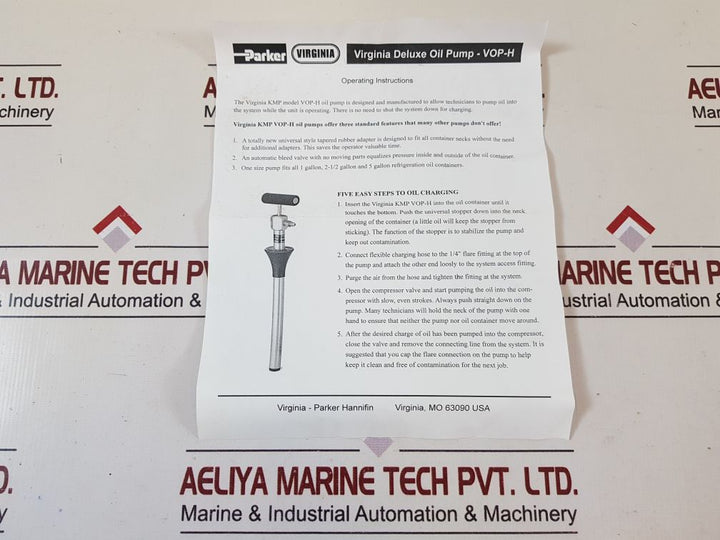 Virginia-parker Hannifin Vop-h Hand Oil Pump High Pressure