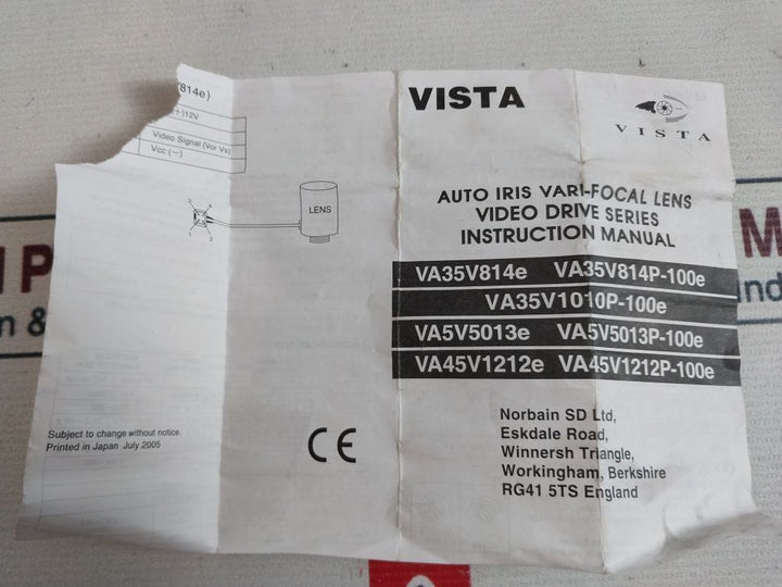 Vista Va35V814P-100E Auto Iris Vari-focal Lens