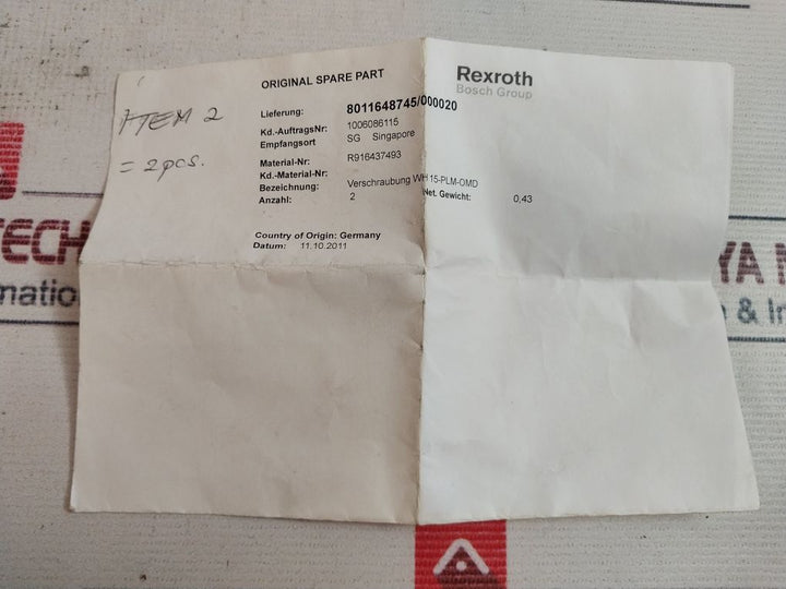 Voss 20C Screw Connection Wh 15-plm-omd