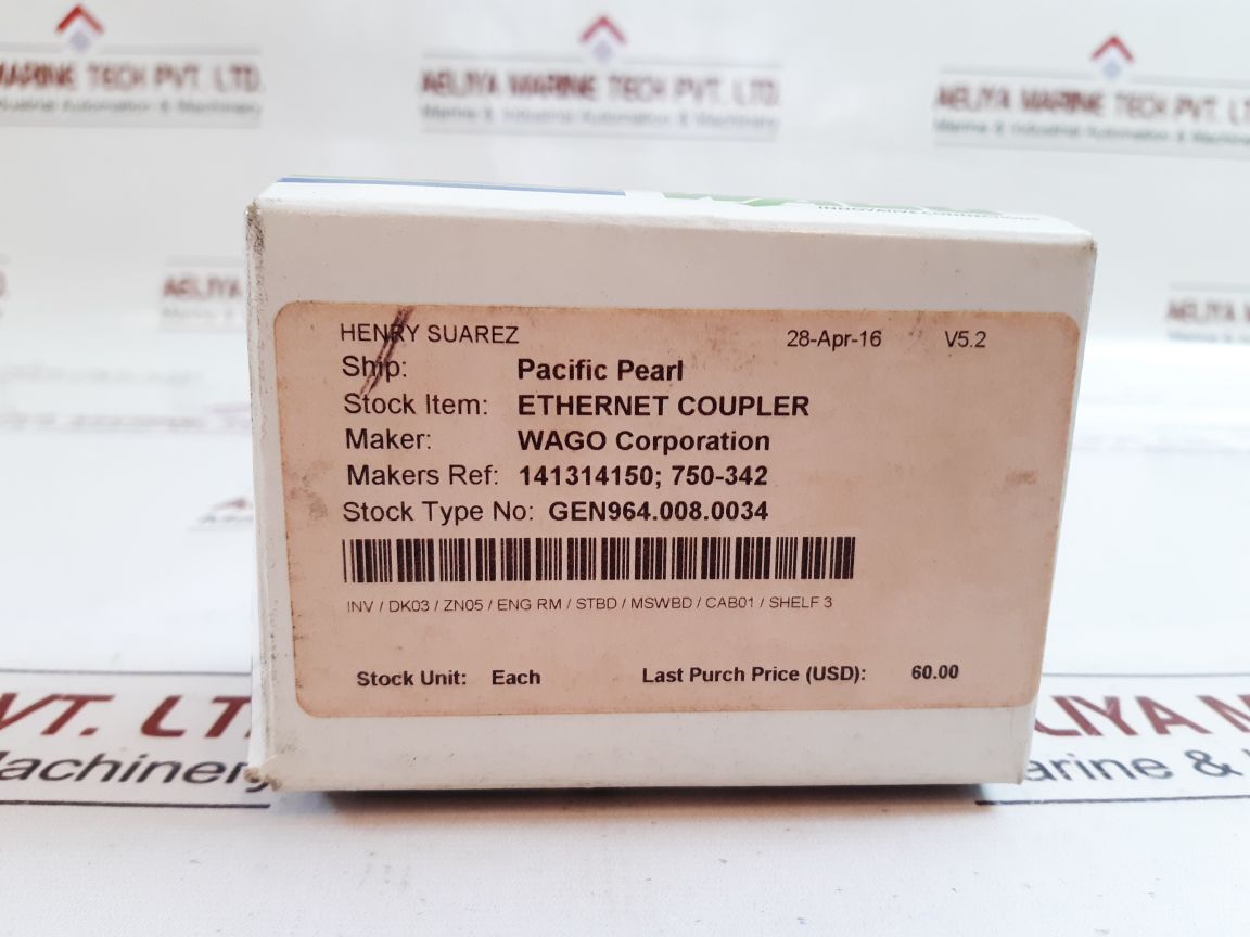 Wago 750-342 ethernet fieldbus coupler 24v dc