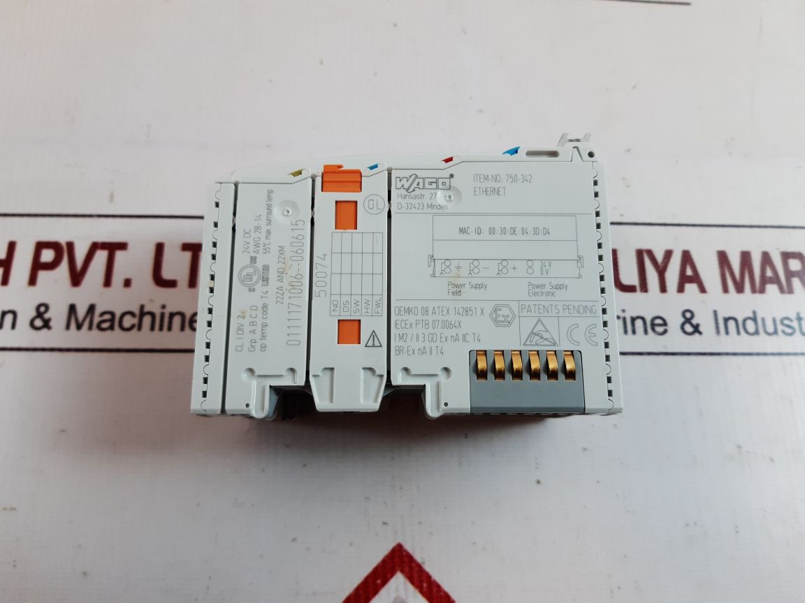 Wago 750-342 ethernet fieldbus coupler 24v dc