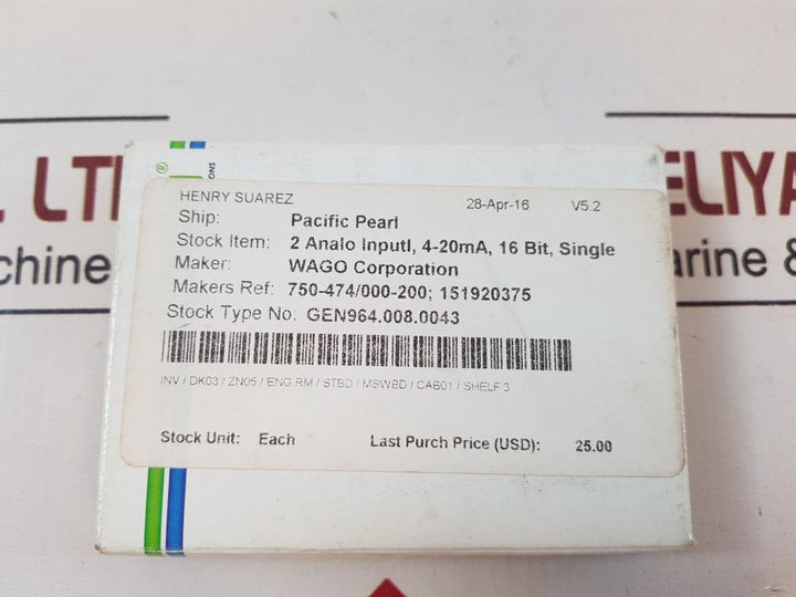 Wago 750-474/000-200 analog input module