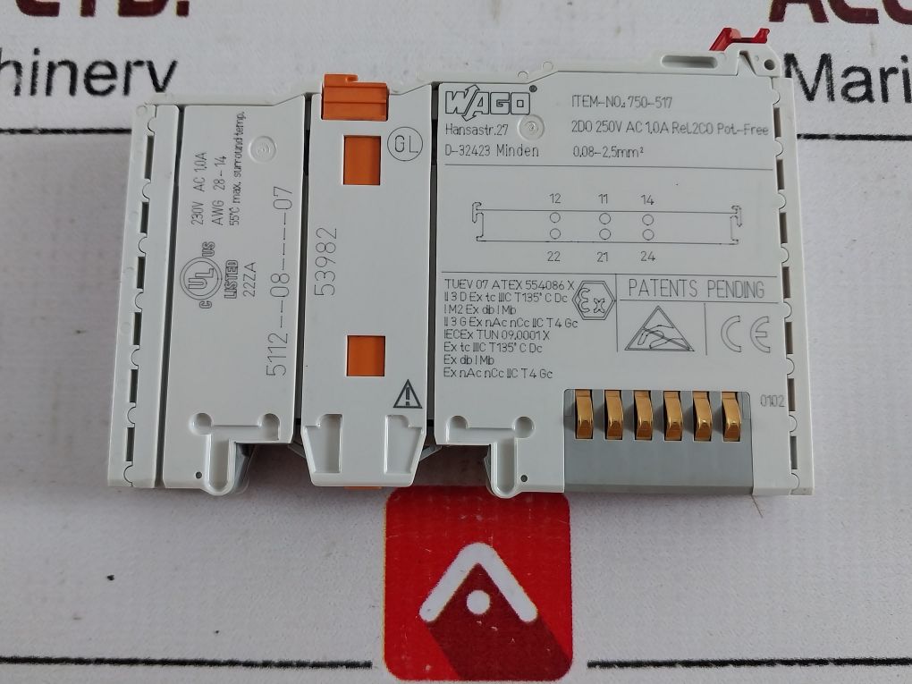 Wago 750-517 2-channel Relay Digital Output Module,200-250V Ac,10A