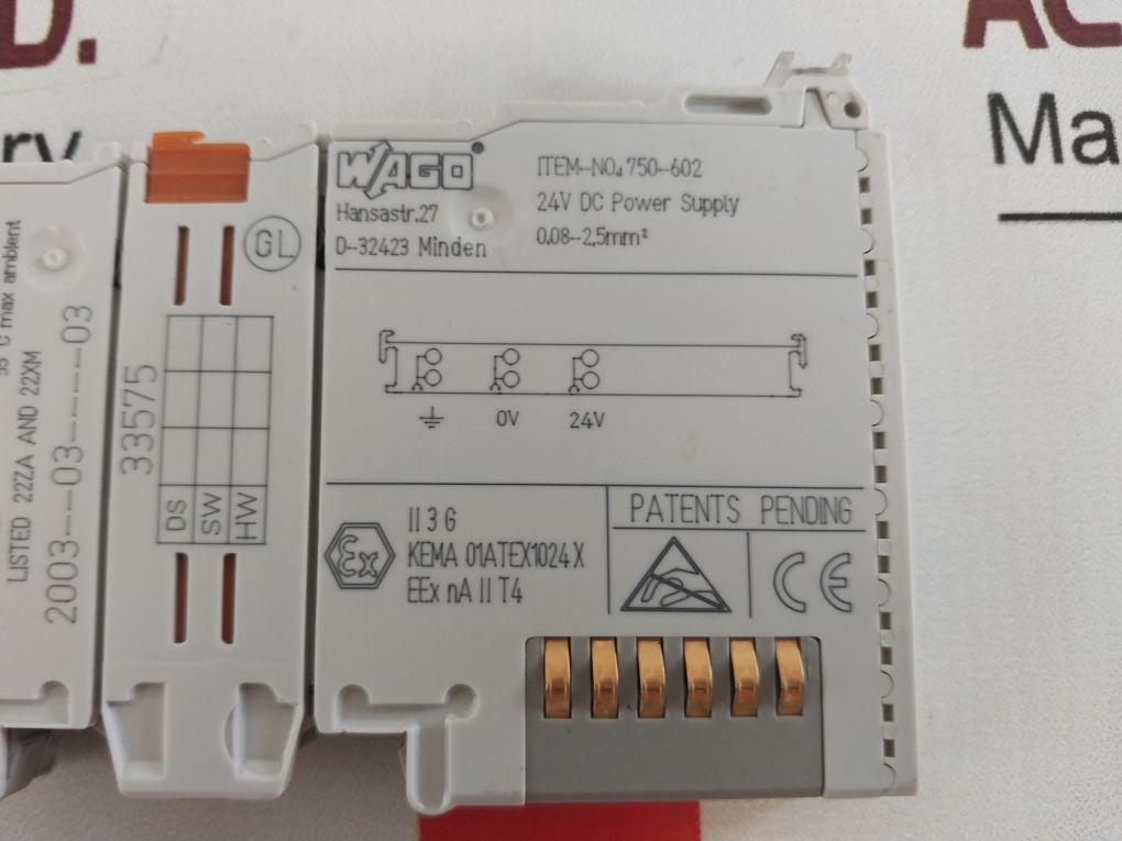Wago 750-602 Power Supply 2003--03----03 24V Dc