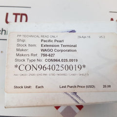 Wago 750-627 Terminal Bus Extens.End Module