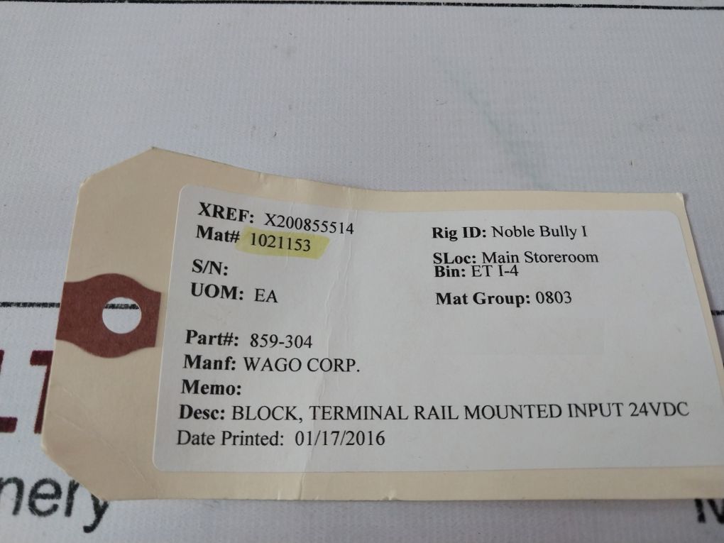 Wago 859-304 Rail Terminal Block 24Vdc