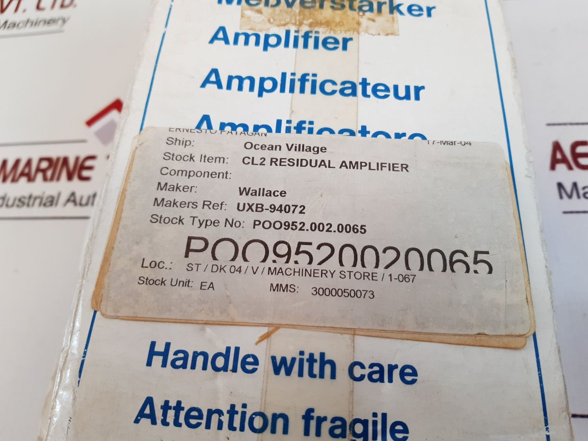 Wallace & Tiernan Cl2 Residual Amplifier Uxb-94072