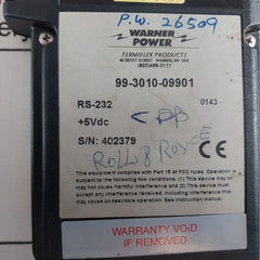 Warner Power 99-3010-09901 Hand Held Control Display Unit Rs-232