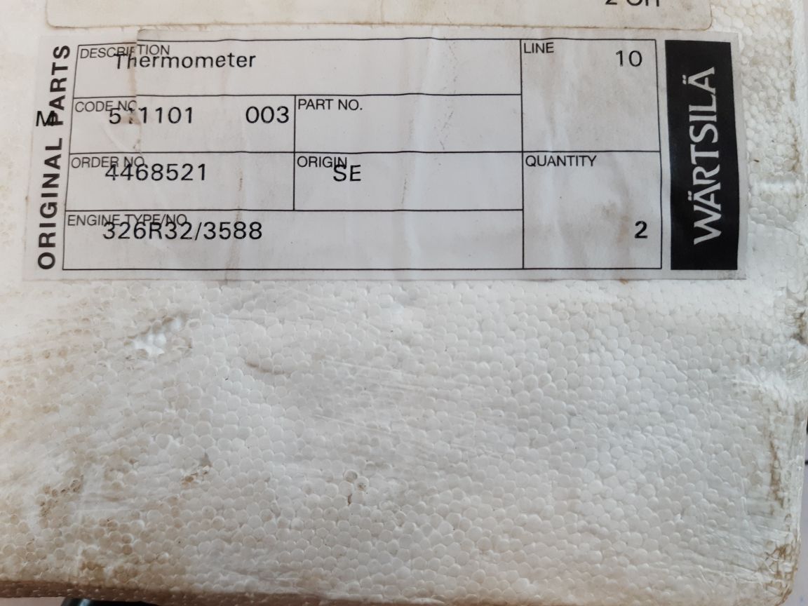 WartsilaRexotherm 6R32 Thermometer 0-650 Deg C. 511101
