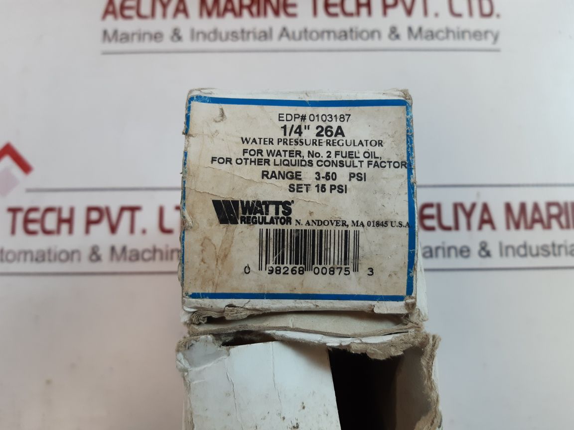 Watts Regulator 26A Pressure Regulator 3-50 Psi
