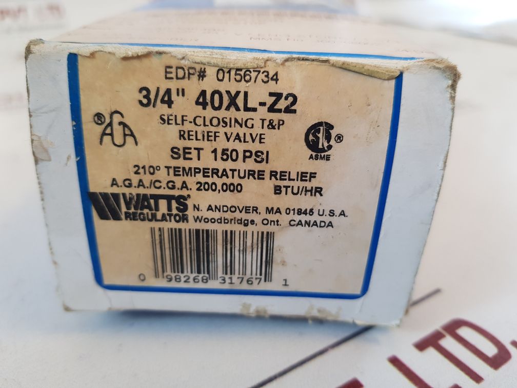 Watts Regulator 40Xl-z2 Temperature And Pressure Relief Valve