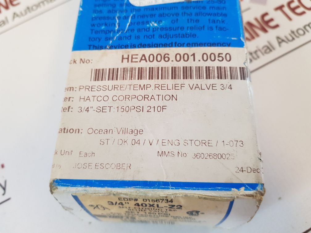 Watts Regulator 40Xl-z2 Temperature And Pressure Relief Valve