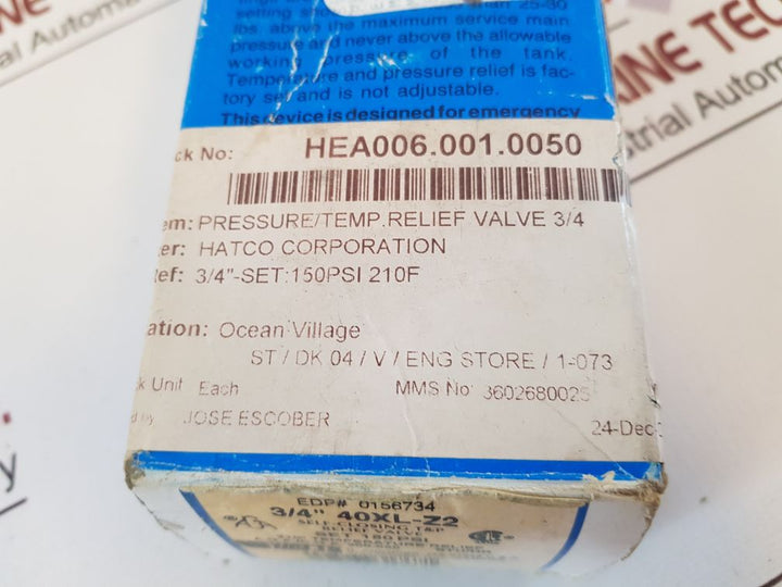 Watts Regulator 40Xl-z2 Temperature And Pressure Relief Valve