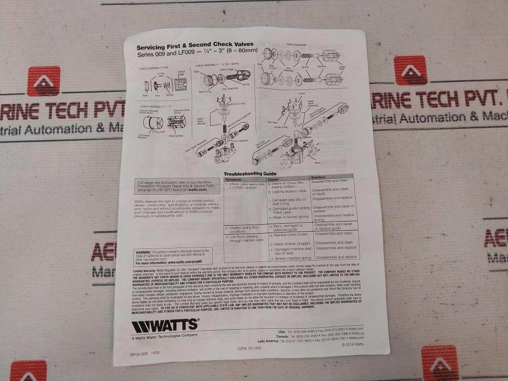 Watts Rk 009M1-rt 1 1/4-2 Total Valve Rubber Parts Repair Kit