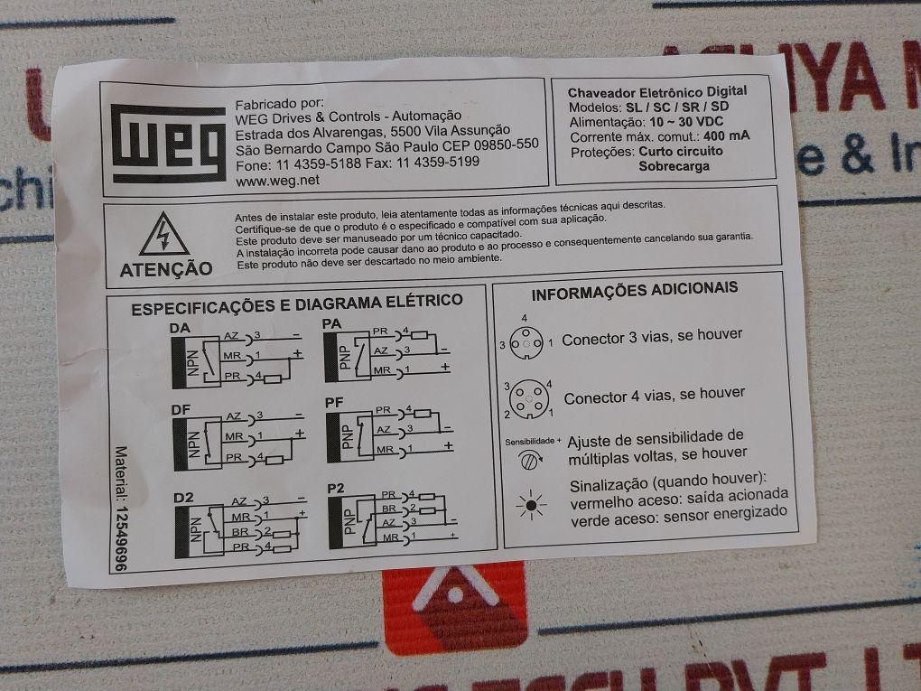 Weg Sl5-25R1Pp2 Inductive Sensor 