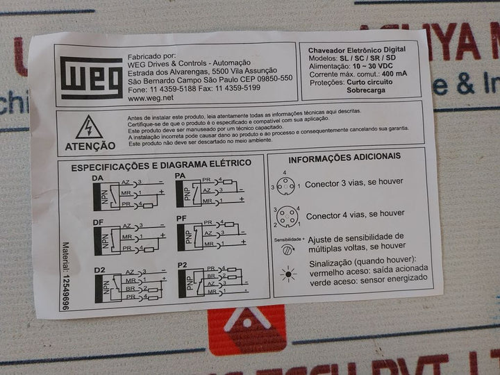Weg Sl5-25R1Pp2 Inductive Sensor 