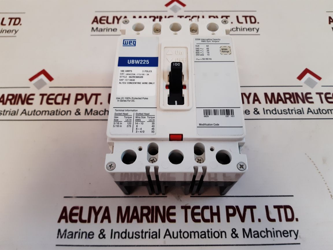 Weg Ubw225N-ftu100-3A Molded Case Circuit Breaker – Aeliya Marine Tech