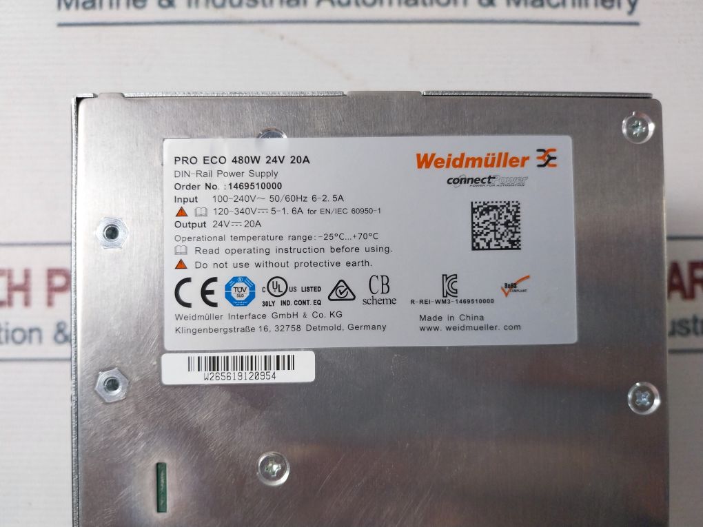 Weidmuller 1469510000 Switching Power Supply 100-240V~50/60Hz 6-2.5A