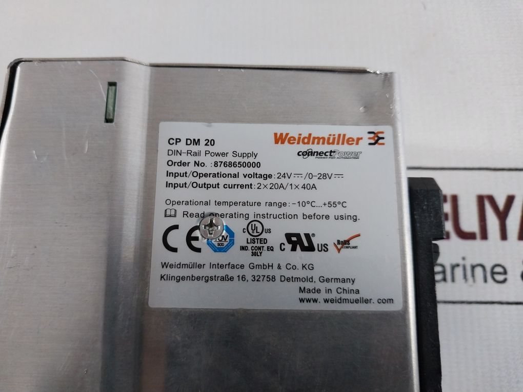 Weidmuller Cp Dm 20 Din-rail Power Supply 8768650000