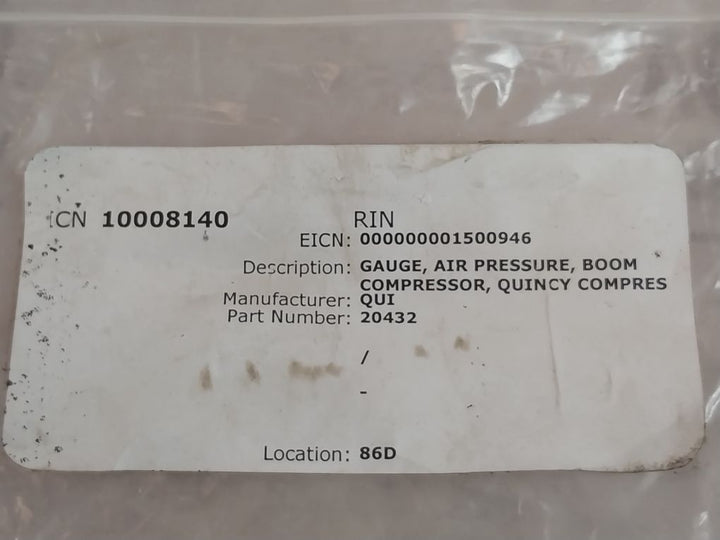 Weiss 0-200 Psi Pressure Gauge Back Panel Mount