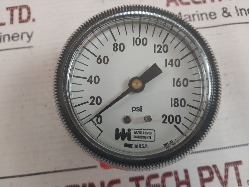 Weiss 0-200 Psi Pressure Gauge Back Panel Mount