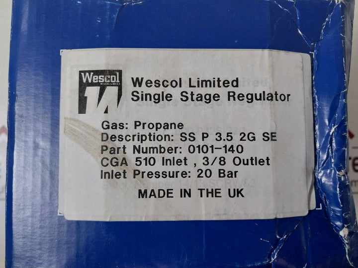 Wescol 0101-140 Single Stage Regulator Ss P 3.5 2G Se