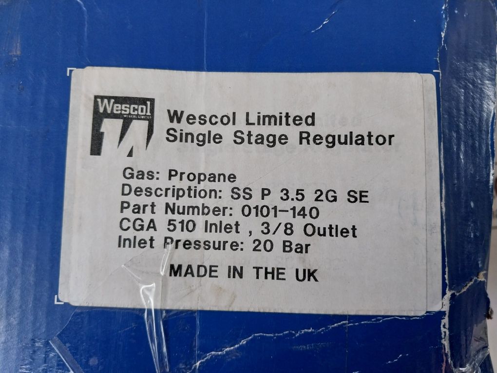 Wescol 0101-140 Single Stage Regulator Ss P 3.5 2G Se