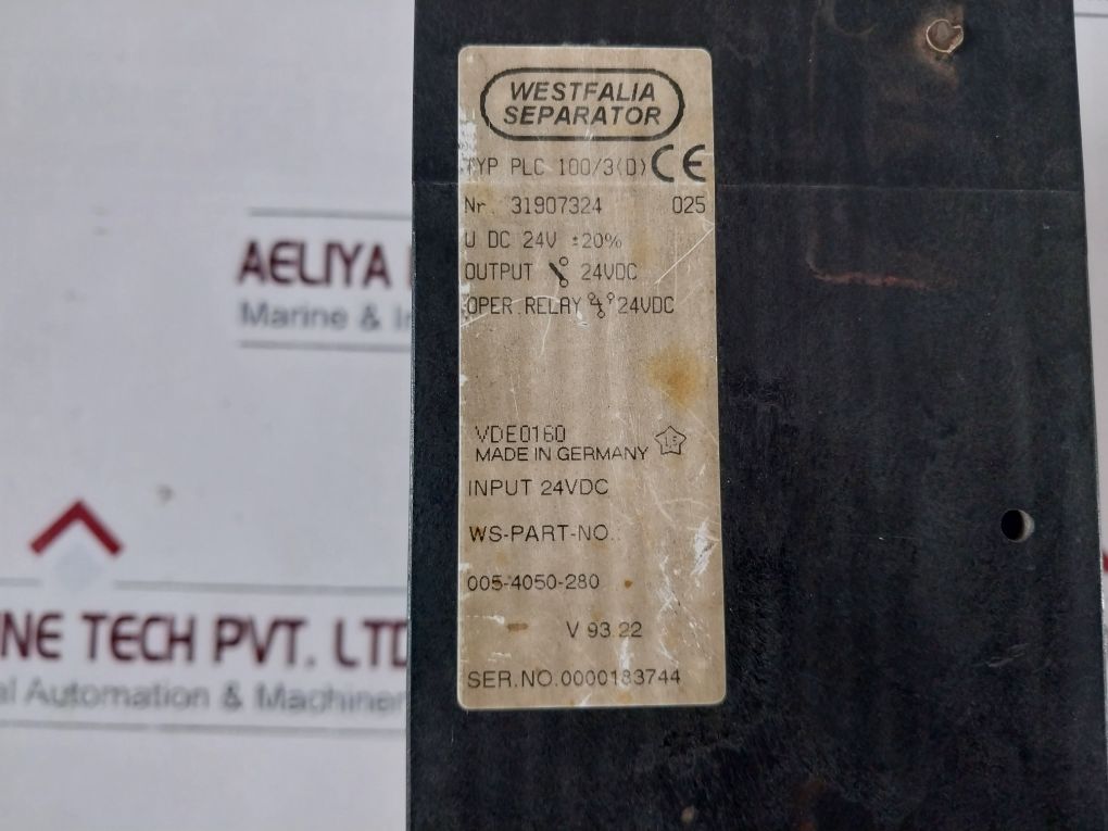 Westfalia Separator Plc 100/3(D) Controller 31907324 025