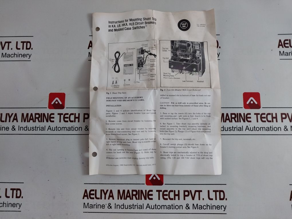 Westinghouse 2605D15G19 Mounting Shunt Trip