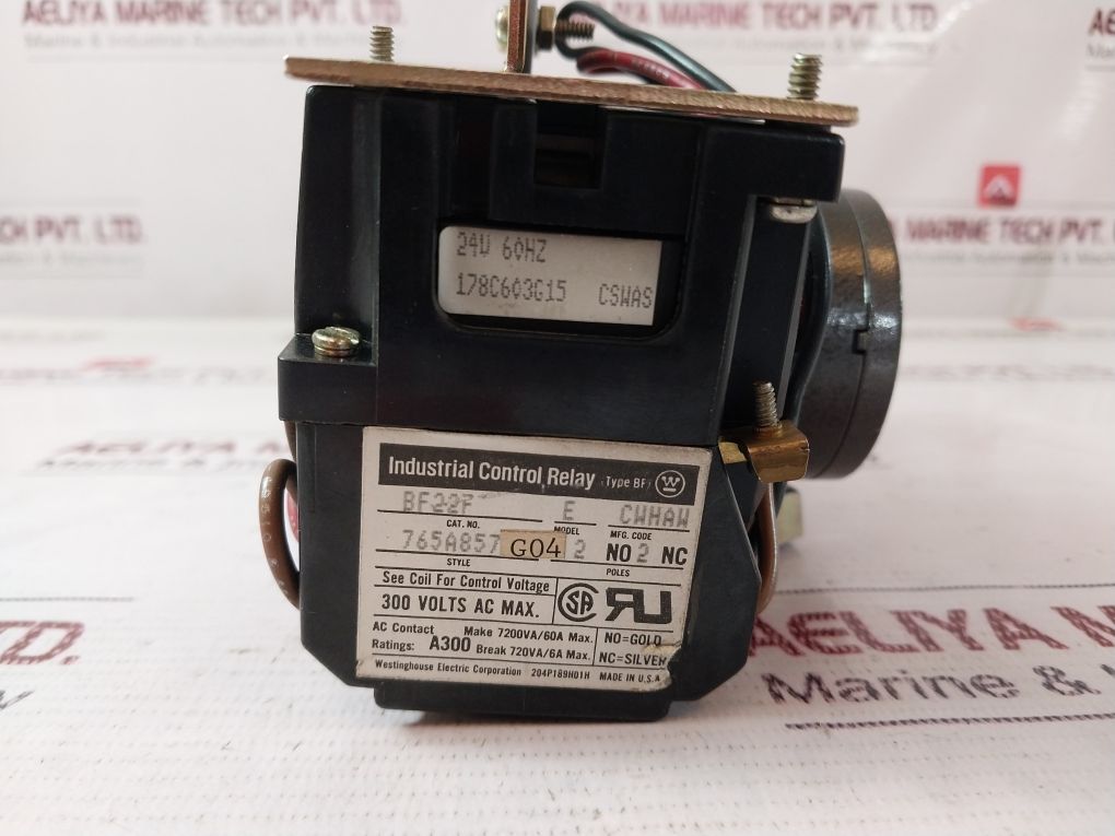 Westinghouse Electric Bf Industrial Control Relay 300 Volts Ac Max.