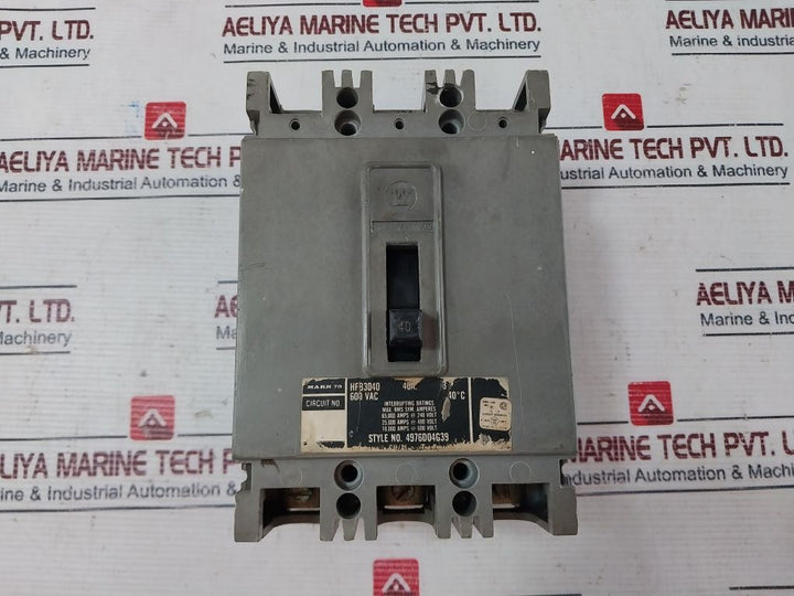Westinghouse Hfb3040 Circuit Breaker 600V Ac 40A 3 Pole Unit