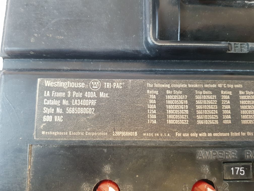 Westinghouse La3400Prf Circuit Breaker