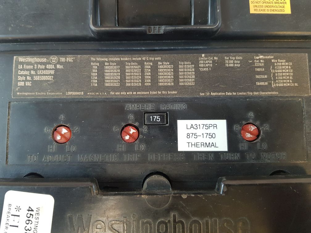 Westinghouse La3400Prf Circuit Breaker