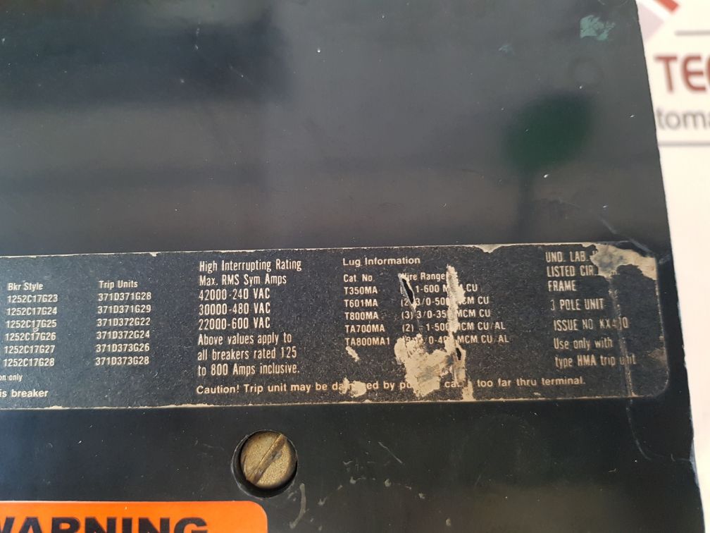 Westinghouse Ma3800F Circuit Breaker