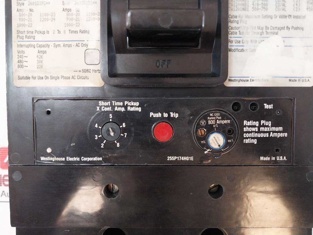 Westinghouse Nc31200F 3 Pole Circuit Breaker 800 Amp