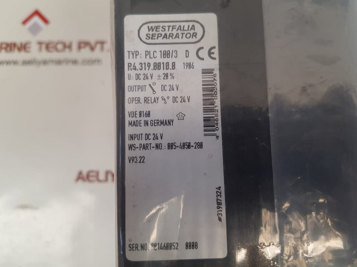 Westfalia separator plc 100/3 d 005-4050-280 programmable controller 