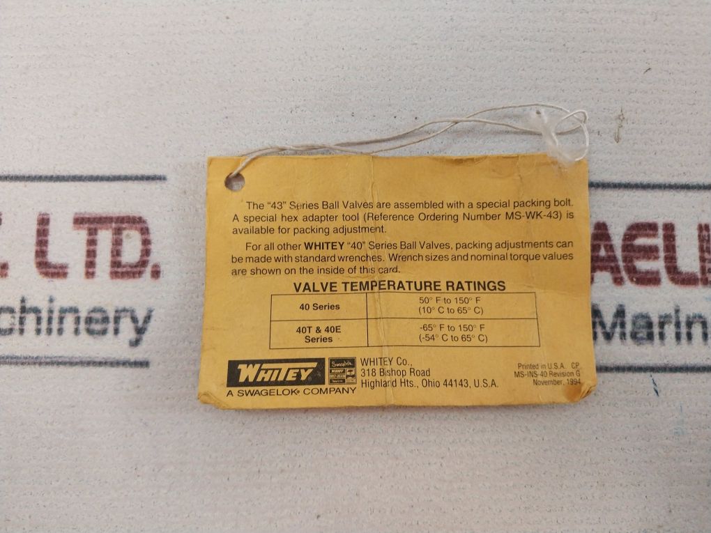Whitey Ss-42Xs4 Ball Valve