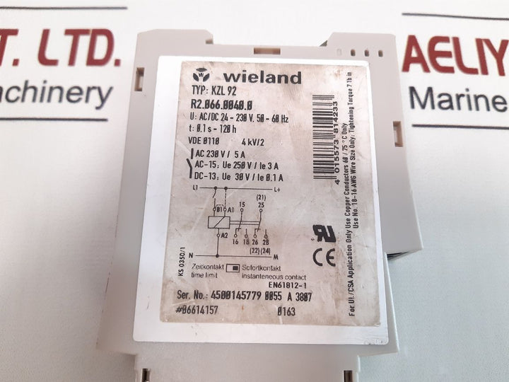 Wieland Kzl 92 Time Delay Relay 24-230V Ac/Dc