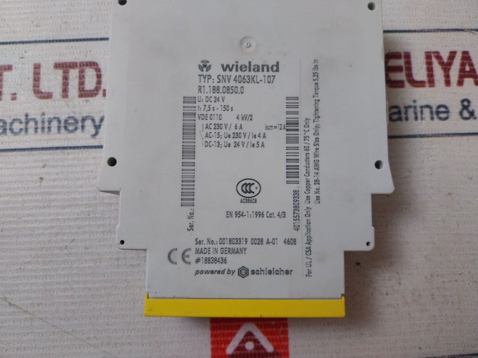 Wieland Snv 4063Kl-107 Safety Relay Ac 230V/6A