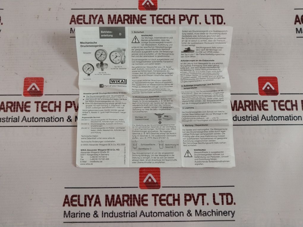Wika En 837-1 Pressure Transmitter 0-40 Bar