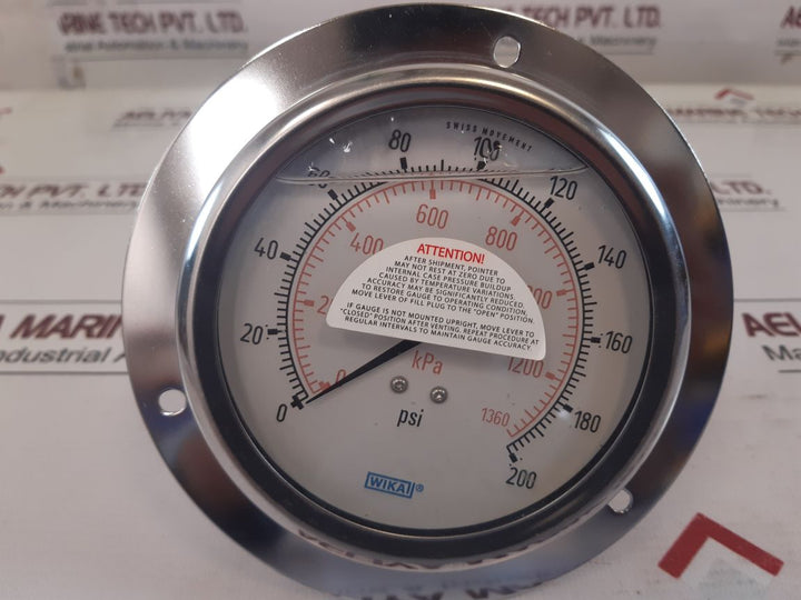 Wika 213.53 4” Pressure Gauge 200 PsiKpa