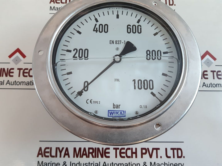 Wika En 837-1 Cl 1.0 Pressure Gauge 0 To 1000 Bar