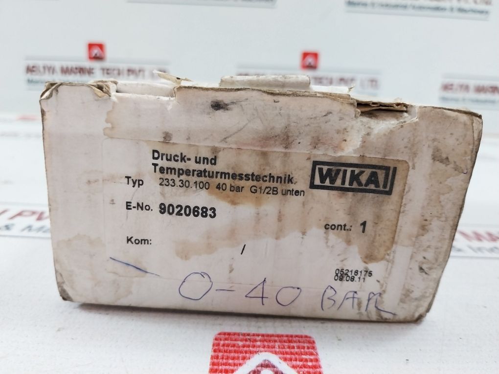 Wika En 837-1 Pressure Gauge 0-40 W/Out Flange 0-40Bar