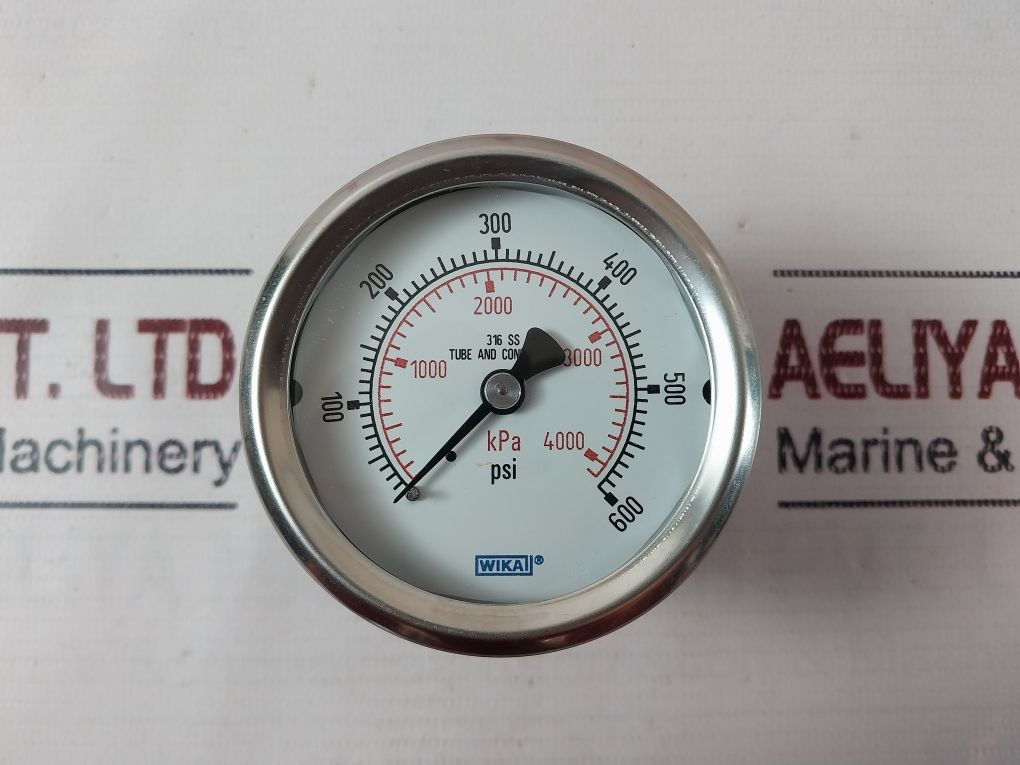 Wika 316 Ss Gauge 0-600 Psi Tube And Connection 0-4000 Kpa