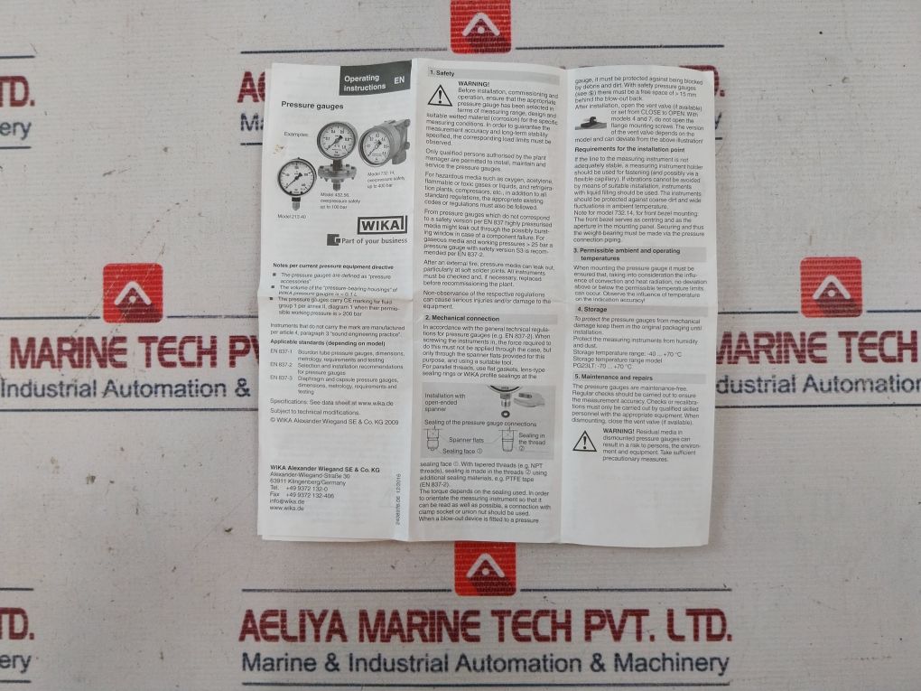 Wika 316L Pressure Gauge En 837 0-16 Bar