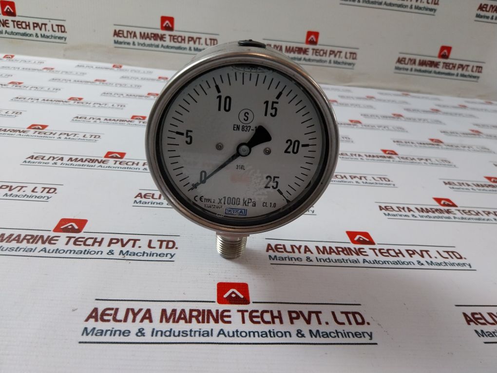 Wika 316L Swiss Movement Pressure Gauge 0-25 X1000 Kpa