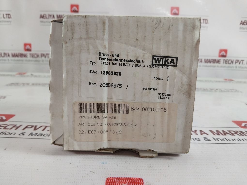 Wika En837-1 Pressure Gauge 0-16 Bar